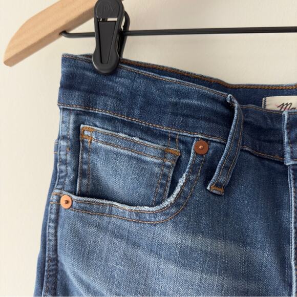 Madewell 10” High-Rise Skinny Jeans Button Fly Distressed denim casual dark Wash - Picture 8 of 14
